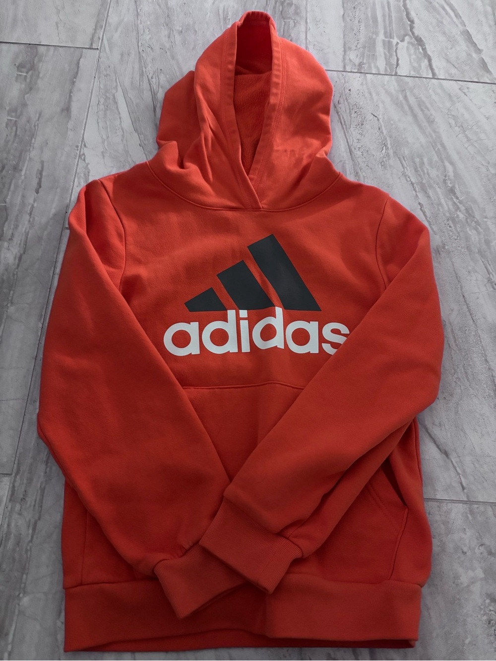 adidas Orange Hooded Crewneck Sweatshirt with Black Logo